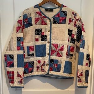 Vintage Orvis 100% cotton quilted patchwork buttoned jacket - cottage Grandma
